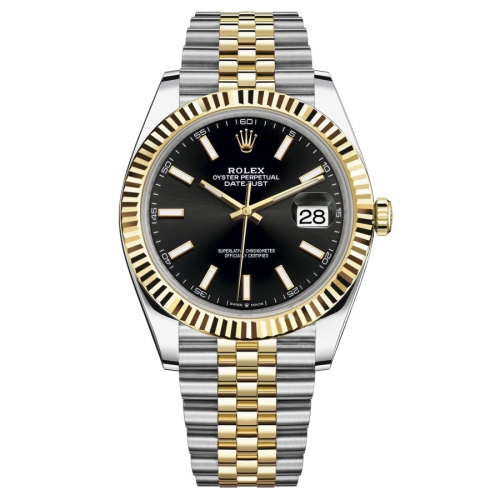 Rolex Oyster Perpetual Datejust 126333-0014，41MM Watch Black dial, Two-tone, Fluted bezel
