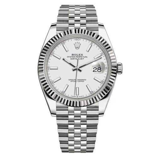 Rolex Oyster Perpetual Datejust 126334-0010，41MM Watch White dial, Fluted bezel