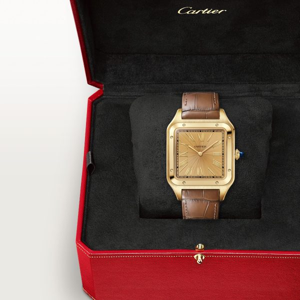 Santos Dumont Watch, Extra-Large Model, Manual Winding, Yellow Gold WGSA0111