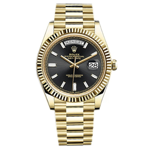 Rolex Day-Date 228238-0004，40MM Presidential dial, Fluted Bezel, President bracelet, Yellow gold Watch