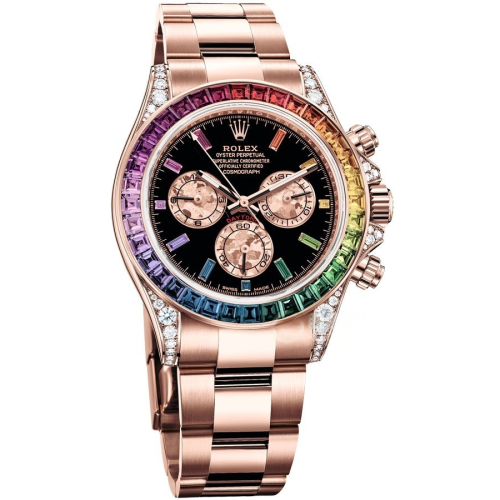 Rolex Daytona Rainbow 116595RBOW: Black Dial, Diamond Bezel, Oyster Bracelet, Rose Gold Watch