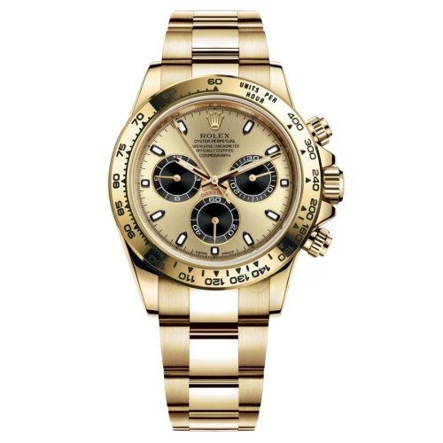Rolex Daytona Black and Champagne Dial Men's 18kt Yellow Gold Oyster Watch 116508-0014