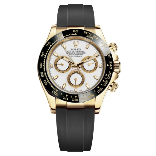 Rolex Cosmograph Daytona White Yellow Gold Oysterflex Strap Mens Watch 116518LN-0041