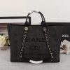 CHANEL Woven Straw Raffia Striped MediumDeauville Tote