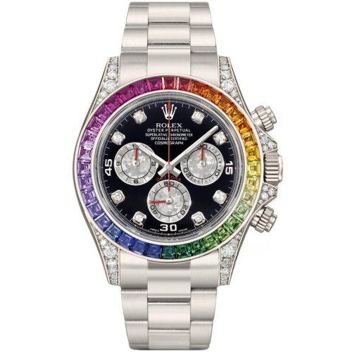 Rolex Daytona White Gold Rainbow Bezel Black Diamond Dial 116599RBOW