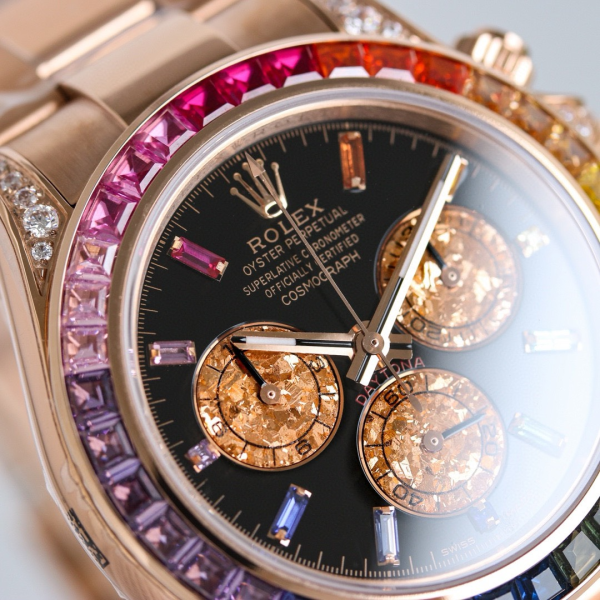 Rolex Daytona Rainbow 116595RBOW: Black Dial, Diamond Bezel, Oyster Bracelet, Rose Gold Watch