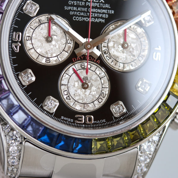Rolex Daytona White Gold Rainbow Bezel Black Diamond Dial 116599RBOW