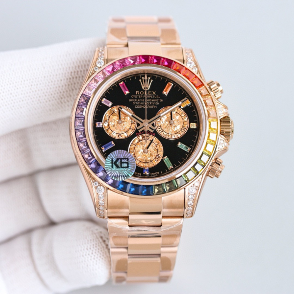 Rolex Daytona Rainbow 116595RBOW: Black Dial, Diamond Bezel, Oyster Bracelet, Rose Gold Watch