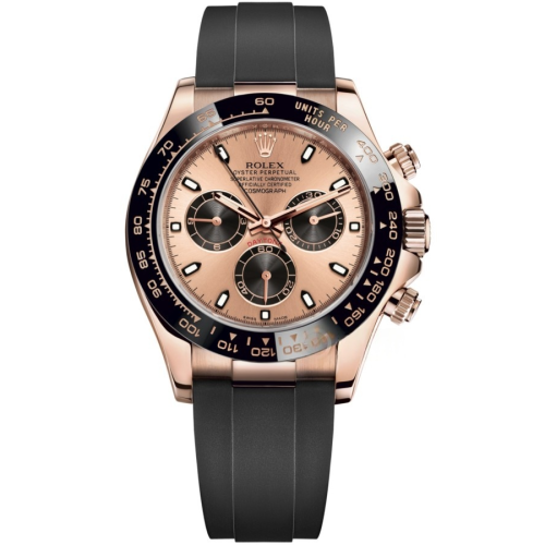 Rolex Cosmograph Daytona Pink and black Dial Oysterflex Strap Mens Everose Watch 116515LN-0018