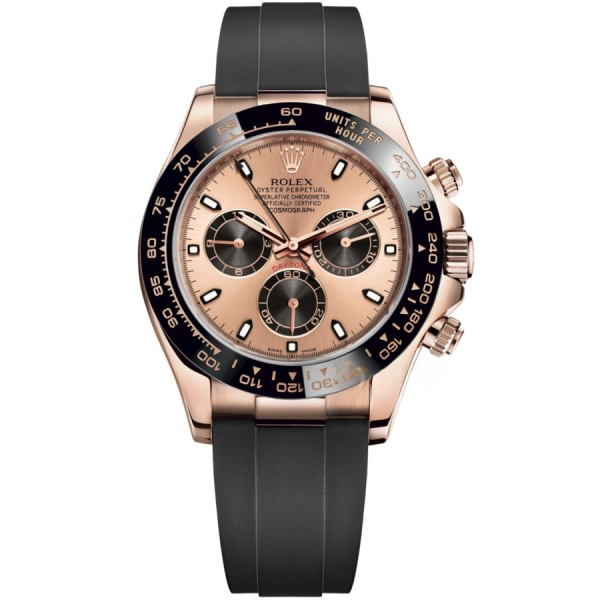 Rolex Cosmograph Daytona Pink and black Dial Oysterflex Strap Mens Everose Watch 116515LN-0018
