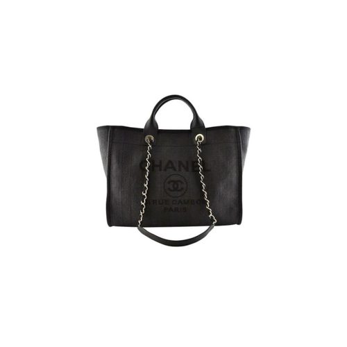 CHANEL Woven Straw Raffia Striped MediumDeauville Tote