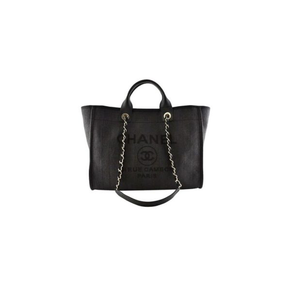 CHANEL Woven Straw Raffia Striped MediumDeauville Tote