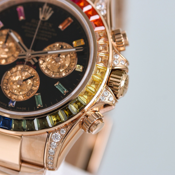 Rolex Daytona Rainbow 116595RBOW: Black Dial, Diamond Bezel, Oyster Bracelet, Rose Gold Watch