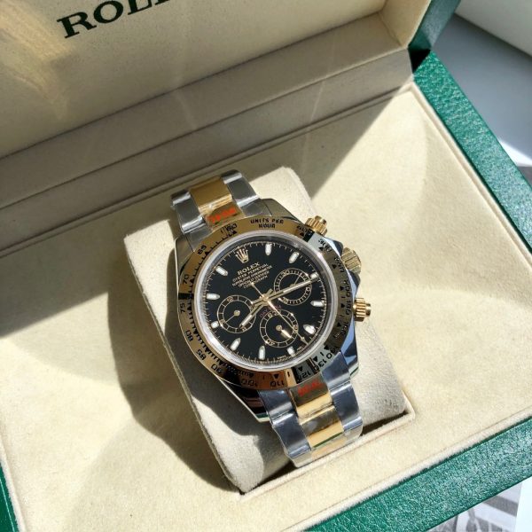 Rolex Cosmograph Daytona Black Dial Gold and Steel Men's Watch 116503-0004