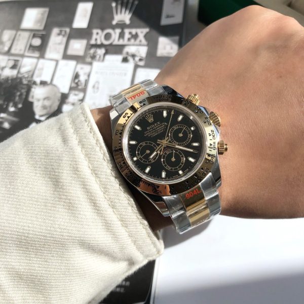 Rolex Cosmograph Daytona Black Dial Gold and Steel Men's Watch 116503-0004