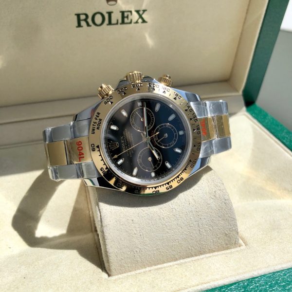 Rolex Cosmograph Daytona Black Dial Gold and Steel Men's Watch 116503-0004