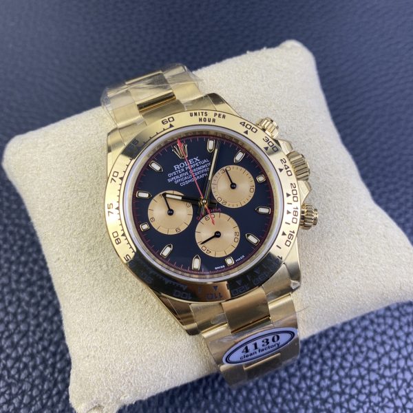 Rolex Cosmograph Daytona Black and Champagne Dial Men's 18kt Yellow Gold Oyster Watch 116508-0009