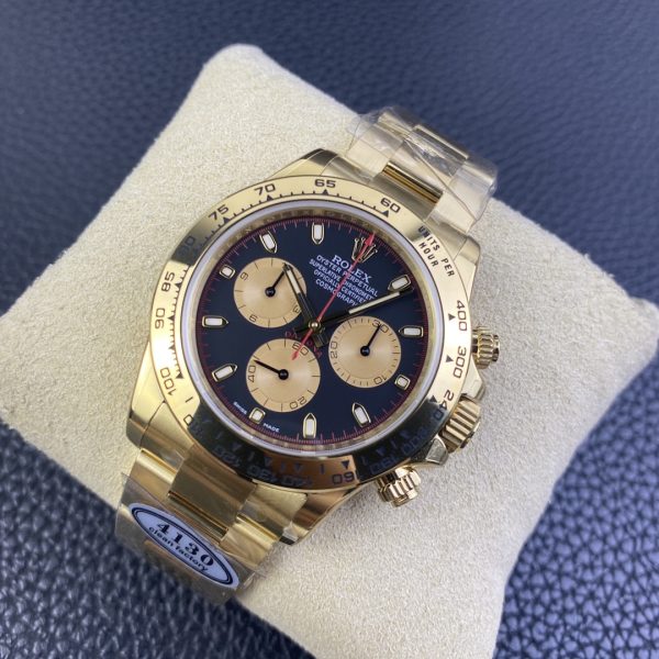 Rolex Cosmograph Daytona Black and Champagne Dial Men's 18kt Yellow Gold Oyster Watch 116508-0009