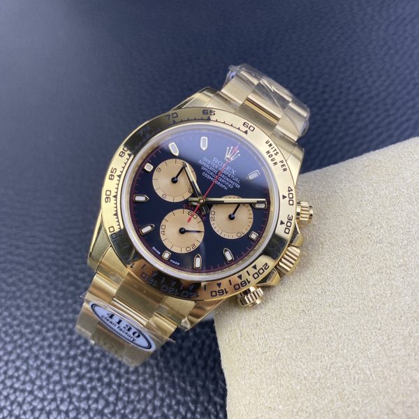Rolex Cosmograph Daytona Black and Champagne Dial Men's 18kt Yellow Gold Oyster Watch 116508-0009