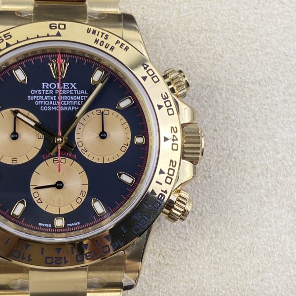 Rolex Cosmograph Daytona Black and Champagne Dial Men's 18kt Yellow Gold Oyster Watch 116508-0009