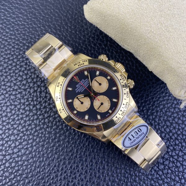Rolex Cosmograph Daytona Black and Champagne Dial Men's 18kt Yellow Gold Oyster Watch 116508-0009