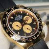 Rolex Cosmograph Daytona Black Champagne Yellow Gold Oysterflex Strap Mens Watch 116518LN-0047