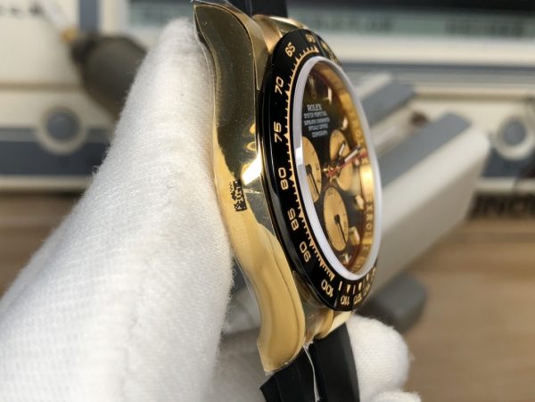 Rolex Cosmograph Daytona Black Champagne Yellow Gold Oysterflex Strap Mens Watch 116518LN-0047