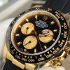 Rolex Cosmograph Daytona Black Champagne Yellow Gold Oysterflex Strap Mens Watch 116518LN-0047