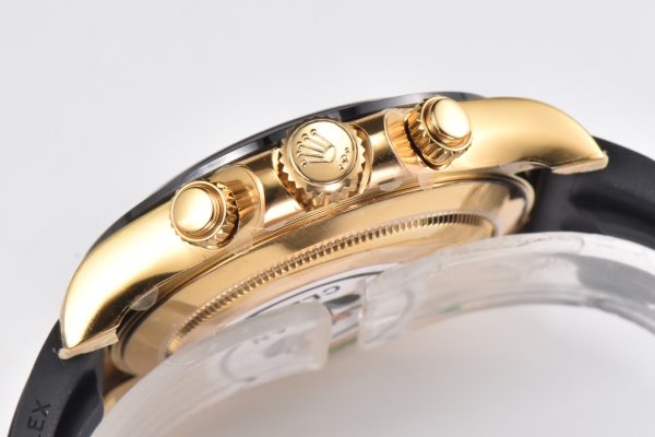 Rolex Cosmograph Daytona Black Champagne Yellow Gold Oysterflex Strap Mens Watch 116518LN-0047