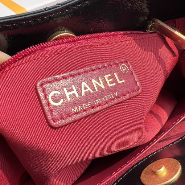 Chanel Hobo Bag - Black Shiny Crinkled Calfskin | Gold Hardware
