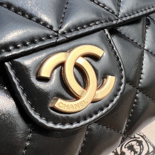 Chanel Hobo Bag - Black Shiny Crinkled Calfskin | Gold Hardware