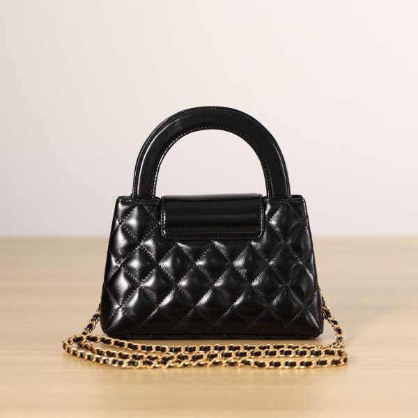 Black Quilted Calfskin Leather Nano Classic Kelly Shopper