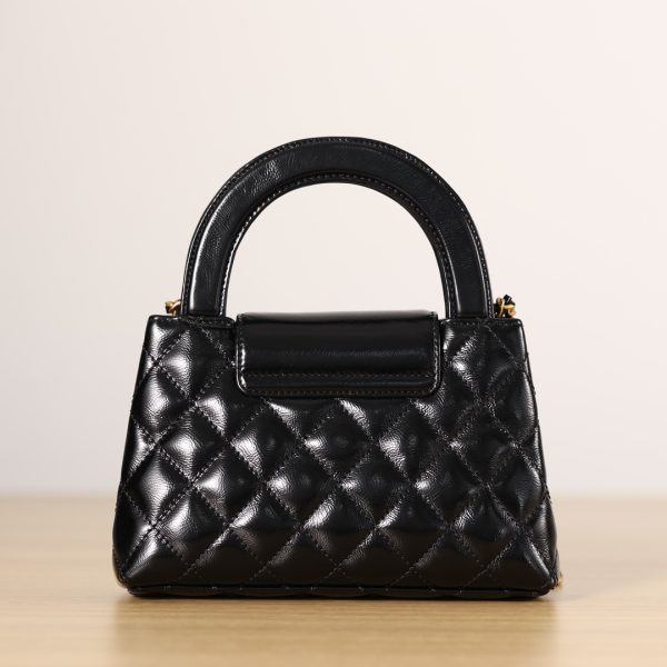 Black Quilted Calfskin Leather Nano Classic Kelly Shopper