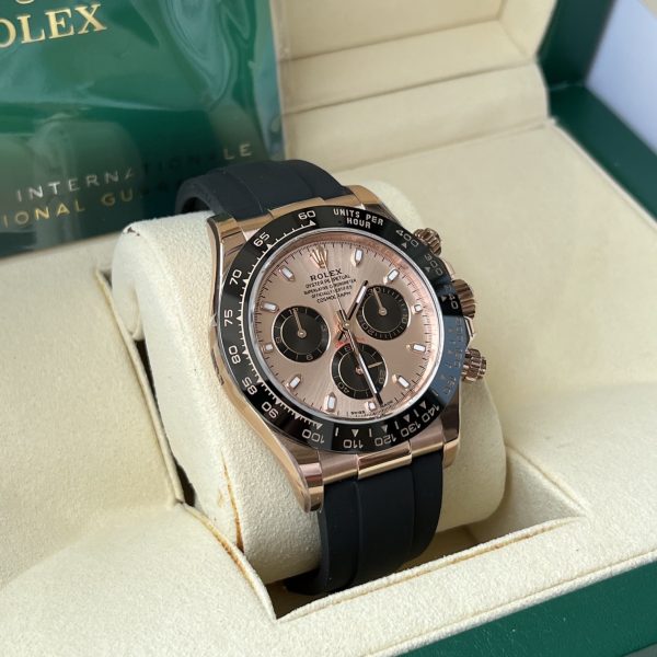 Rolex Cosmograph Daytona Pink and black Dial Oysterflex Strap Mens Everose Watch 116515LN-0018
