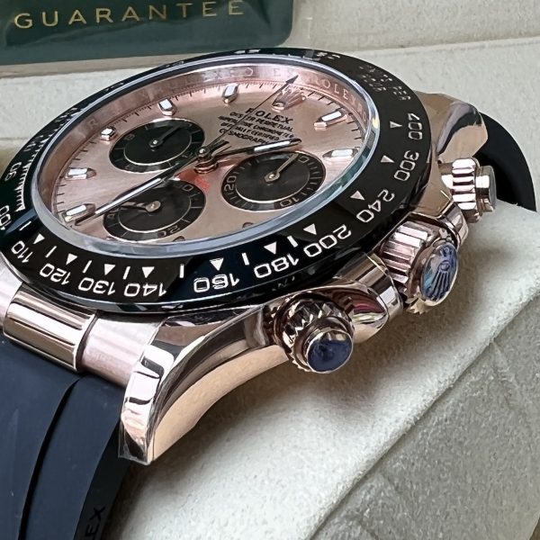 Rolex Cosmograph Daytona Pink and black Dial Oysterflex Strap Mens Everose Watch 116515LN-0018