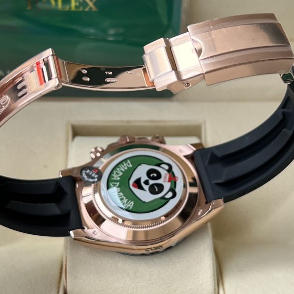 Rolex Cosmograph Daytona Pink and black Dial Oysterflex Strap Mens Everose Watch 116515LN-0018